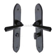 This is an image of a M.Marcus - Black Iron Rustic Door Handle Bathroom Set Grafton Design, fb4430 that is available to order from Trade Door Handles in Kendal.