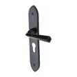 This is an image of a M.Marcus - Black Iron Rustic Door Handle Euro Profile Plate Grafton Design, fb4448 that is available to order from Trade Door Handles in Kendal.