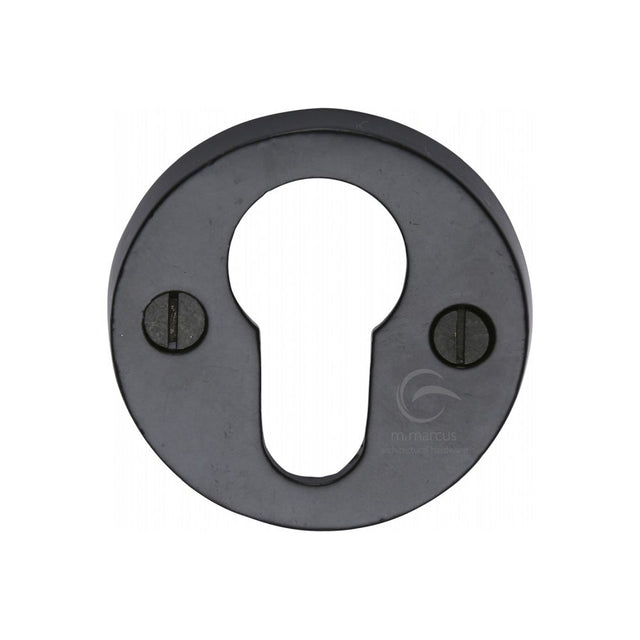 This is an image of a M.Marcus - Black Iron Rustic Euro Profile Cylinder Escutcheon, fb556 that is available to order from Trade Door Handles in Kendal.