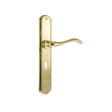 This is an image of Forme Valence Solid Brass Key Lever on Backplate - Polished Brass available to order from Trade Door Handles.