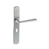 This is an image of Forme Brigette Solid Brass Key Lever on Backplate - Satin Chrome available to order from Trade Door Handles.