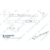 This image is a line drwaing of a Eurospec - Flush Bolt Radius - Satin Stainless Steel available to order from Trade Door Handles in Kendal