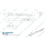 This image is a line drwaing of a Eurospec - Flush Bolt - Bright Stainless Steel available to order from Trade Door Handles in Kendal