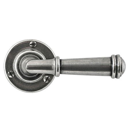 This is an image showing Finesse - Durham Pewter Door Handle on Round Rose available from trade door handles, quick delivery and discounted prices
