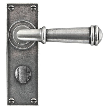 This is an image showing Finesse - Durham Pewter Door Handle on Backplate - Bathroom available from trade door handles, quick delivery and discounted prices