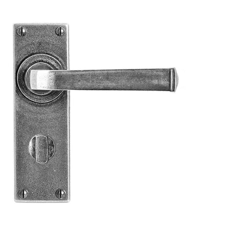This is an image showing Finesse - Allendale Pewter Door Handle on Backplate - Bathroom available from trade door handles, quick delivery and discounted prices