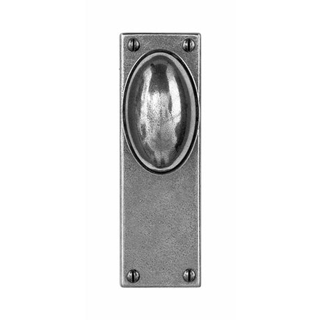 This is an image showing Finesse - Lincoln Pewter Door Knob on Backplate - Latch available from trade door handles, quick delivery and discounted prices