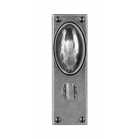 This is an image showing Finesse - Lincoln Pewter Door Knob on Backplate - Lock available from trade door handles, quick delivery and discounted prices