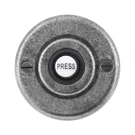 This is an image showing Finesse - Pewter Bell Push - Round available from trade door handles, quick delivery and discounted prices