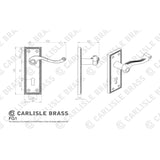 This image is a line drwaing of a Carlisle Brass - Georgian Lever on Lock Backplate - Polished Brass available to order from Trade Door Handles in Kendal