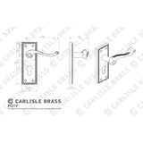 This image is a line drwaing of a Carlisle Brass - Georgian Lever on Euro Lock Backplate - Polished Brass available to order from Trade Door Handles in Kendal