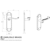 This image is a line drwaing of a Carlisle Brass - Georgian Lever on Shaped Lock Backplate - Polished Brass available to order from Trade Door Handles in Kendal