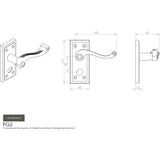 This image is a line drwaing of a Carlisle Brass - Georgian Lever on Privacy Backplate - Polished Brass available to order from Trade Door Handles in Kendal