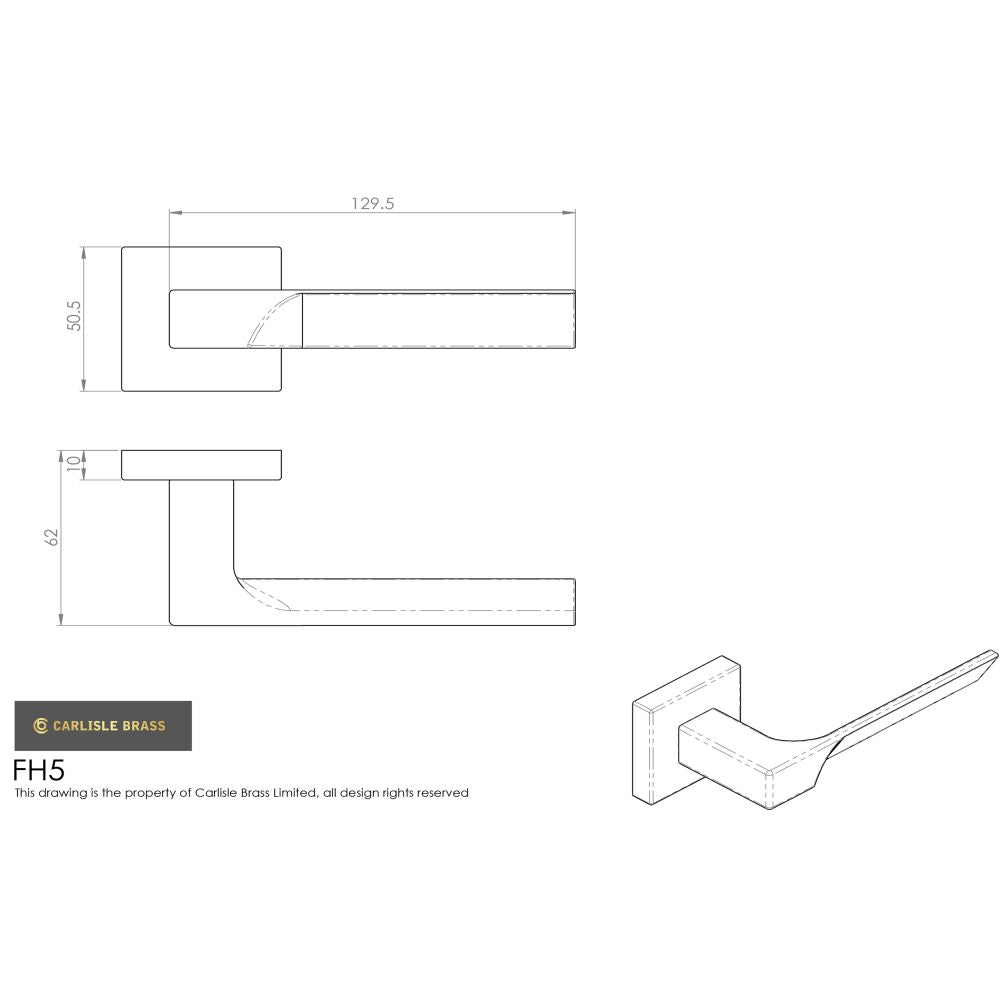 This image is a line drwaing of a Manital - Flash Lever on Square Rose - Satin Chrome available to order from Trade Door Handles in Kendal