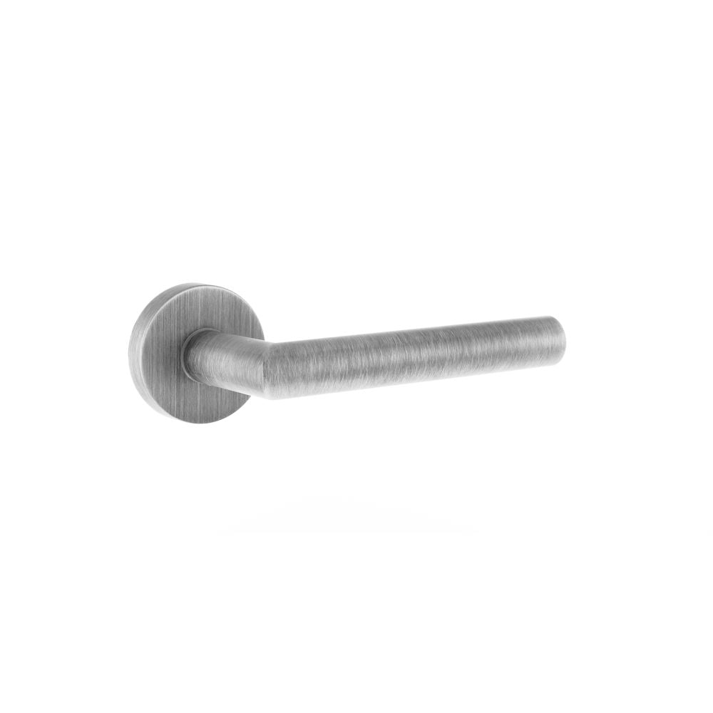 High quality image of Forme Elle Designer Lever on Minimal Round Rose - Urban Graphite | Sku. fmr236ug | available to order from Trade Door Handles in Kendal.