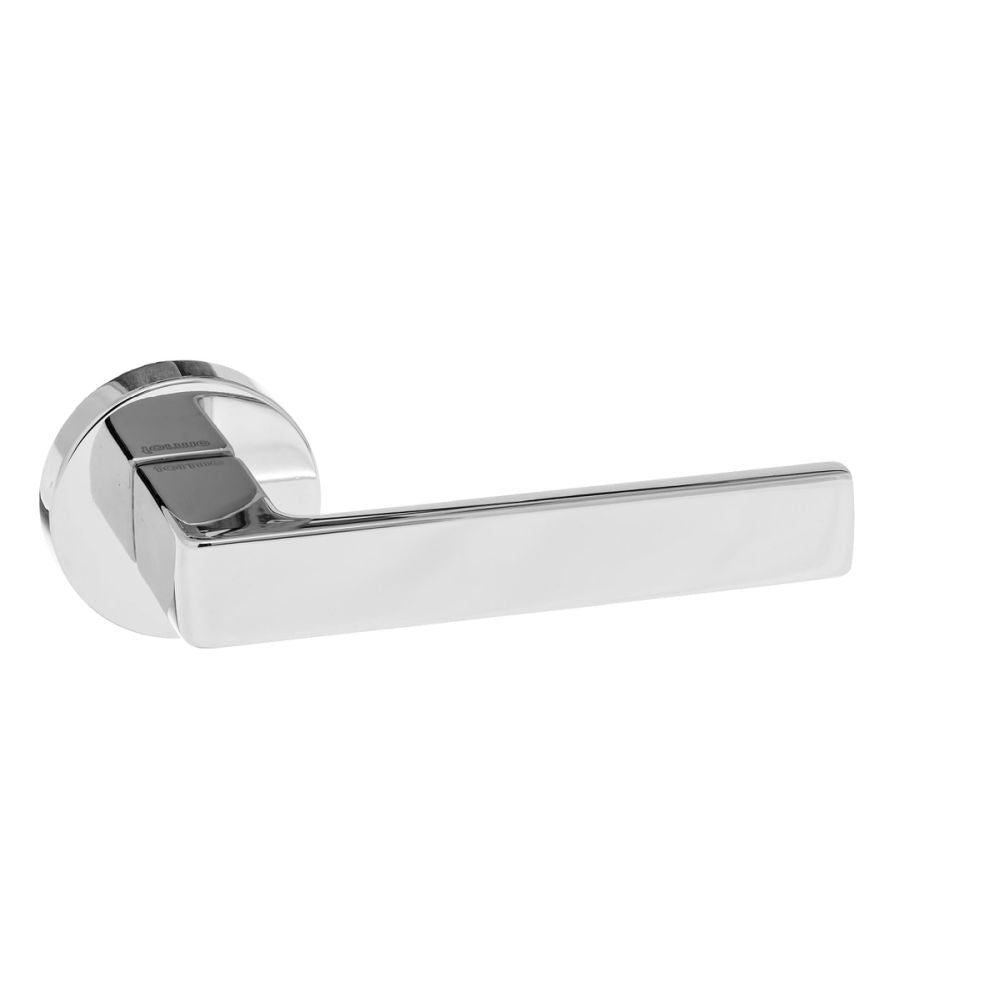 High quality image of Forme Asti Designer Lever on Minimal Round Rose - Polished Chrome | Sku. fmr254pc | available to order from Trade Door Handles in Kendal.