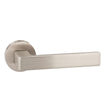 High quality image of Forme Asti Designer Lever on Minimal Round Rose - Satin Nickel | Sku. fmr254sn | available to order from Trade Door Handles in Kendal.