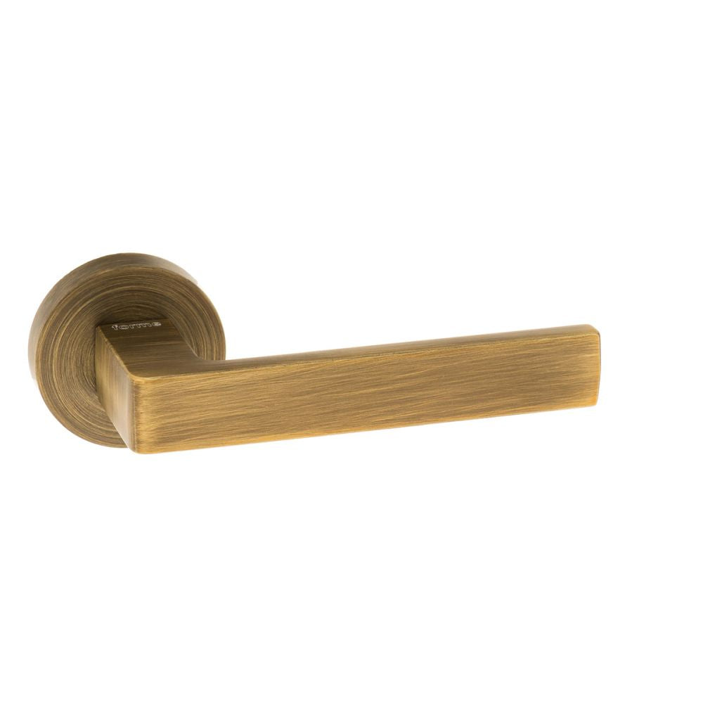 High quality image of Forme Asti Designer Lever on Minimal Round Rose - Yester Bronze | Sku. fmr254yb | available to order from Trade Door Handles in Kendal.