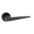 High quality image of Forme Foglia Designer Lever on Minimal Round Rose - Matt Black | Sku. fmr272mb | available to order from Trade Door Handles in Kendal.