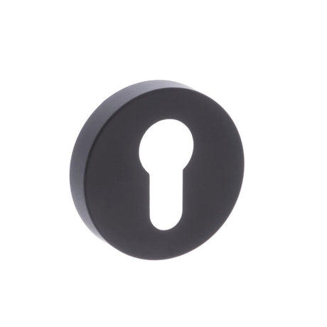 This is an image of Forme Euro Escutcheon on Minimal Round Rose - Matt Black available to order from Trade Door Handles.