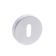 This is an image of Forme Key Escutcheon on Minimal Round Rose - Satin Chrome available to order from Trade Door Handles.