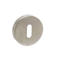 This is an image of Forme Key Escutcheon on Minimal Round Rose - Satin Nickel available to order from Trade Door Handles.