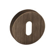 This is an image of Forme Key Escutcheon on Minimal Round Rose - Urban Bronze available to order from Trade Door Handles.