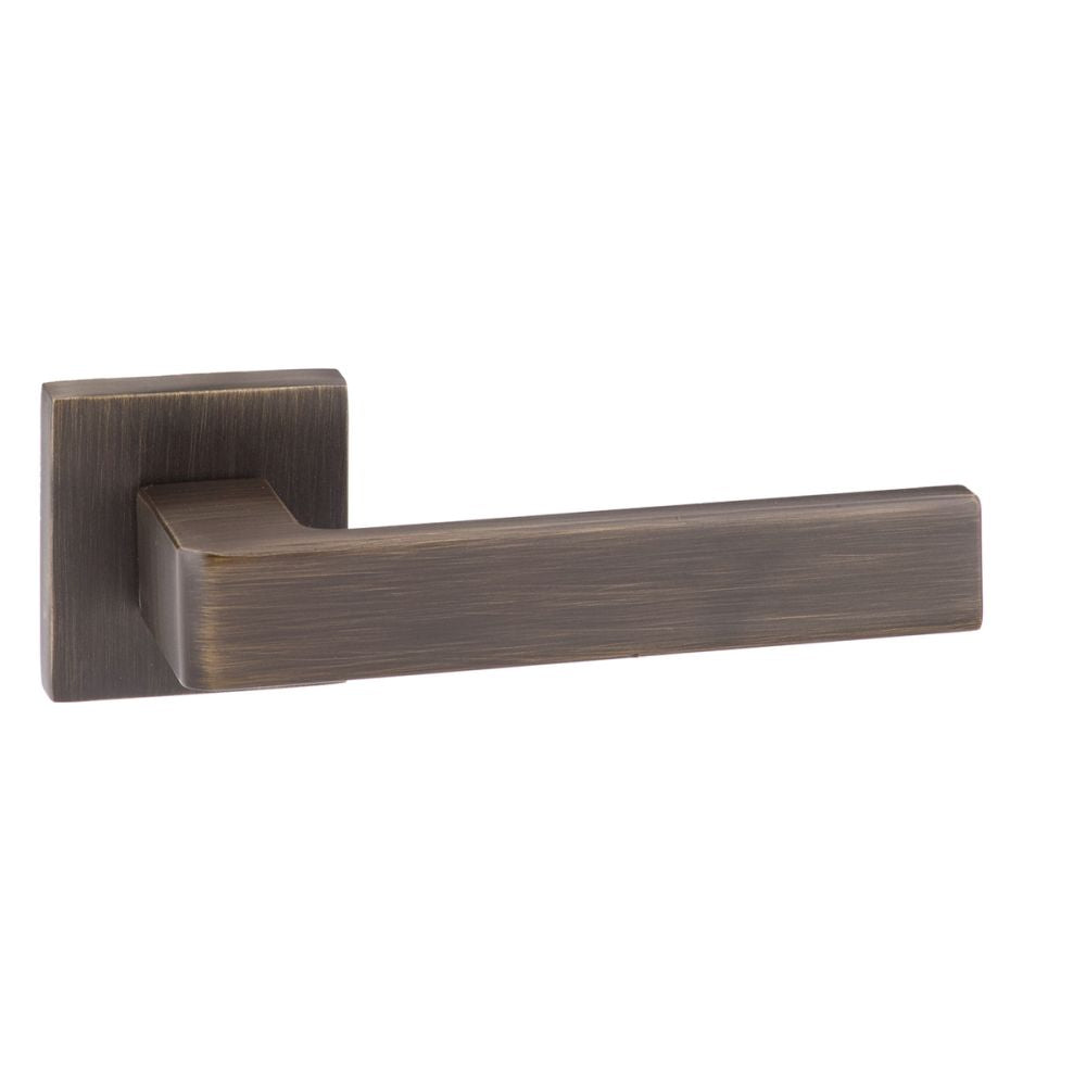 High quality image of Forme Asti Designer Lever on Minimal Square Rose - Urban Bronze | Sku. fms254ub | available to order from Trade Door Handles in Kendal.