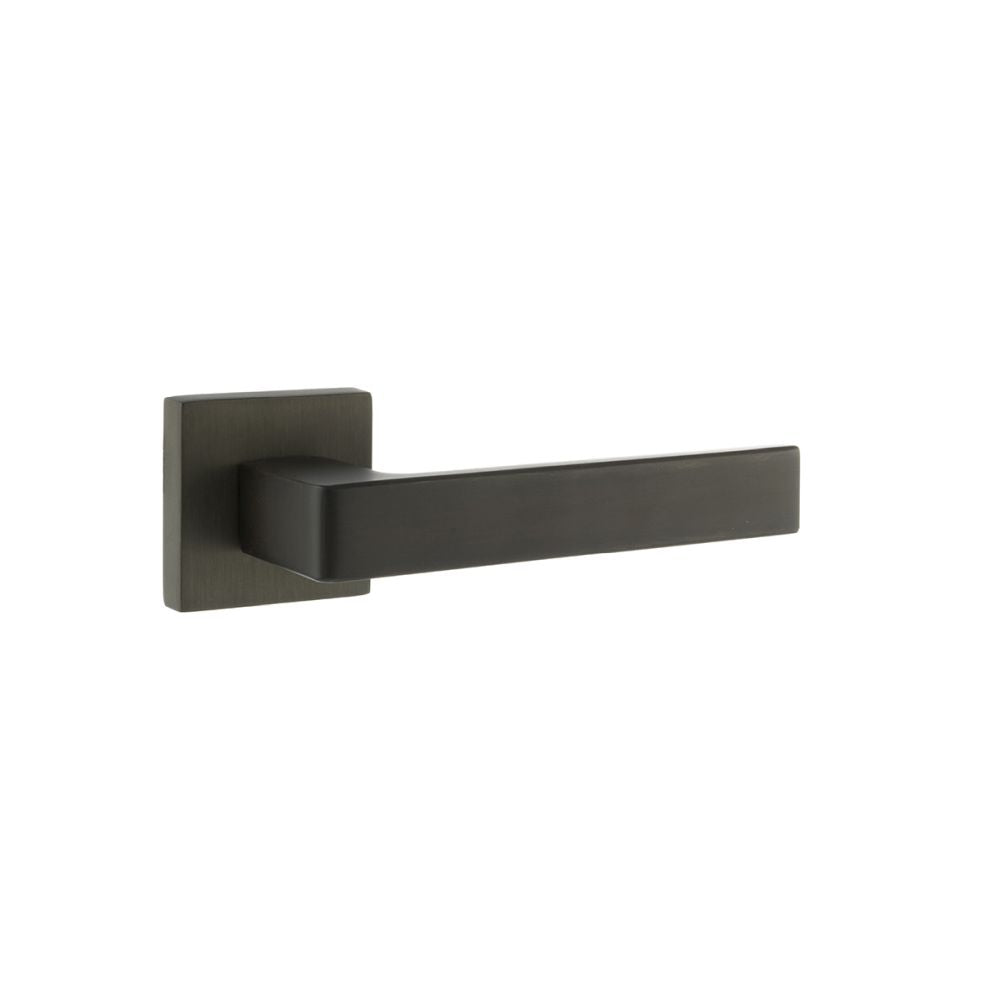 High quality image of Forme Asti Designer Lever on Minimal Square Rose - Urban Dark Bronze | Sku. fms254udb | available to order from Trade Door Handles in Kendal.