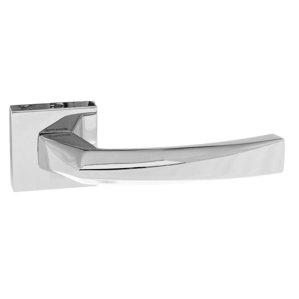High quality image of Forme Crystal Designer Lever on Minimal Square Rose - Polished Chrome | Sku. fms268pc | available to order from Trade Door Handles in Kendal.