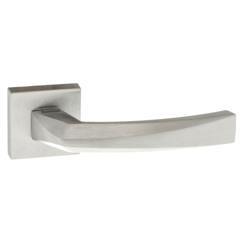 High quality image of Forme Crystal Designer Lever on Minimal Square Rose - Satin Chrome | Sku. fms268sc | available to order from Trade Door Handles in Kendal.