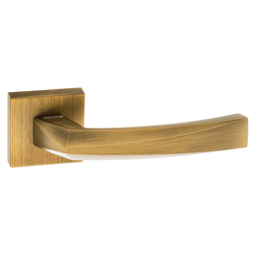 High quality image of Forme Crystal Designer Lever on Minimal Square Rose - Yester Bronze | Sku. fms268yb | available to order from Trade Door Handles in Kendal.