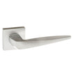 High quality image of Forme Foglia Designer Lever on Minimal Square Rose - Satin Chrome | Sku. fms272sc | available to order from Trade Door Handles in Kendal.