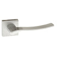 High quality image of Forme Olimpia Designer Lever on Minimal Square Rose - Satin Chrome | Sku. fms280sc | available to order from Trade Door Handles in Kendal.