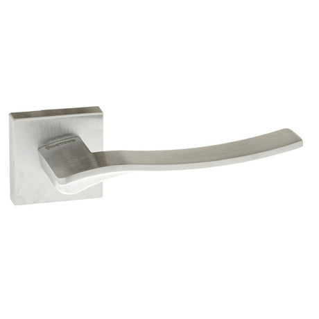 High quality image of Forme Olimpia Designer Lever on Minimal Square Rose - Satin Chrome | Sku. fms280sc | available to order from Trade Door Handles in Kendal.