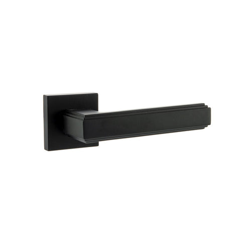 High quality image of Forme Alila Designer Lever on Minimal Square Rose - Matt Black | Sku. fms293mb | available to order from Trade Door Handles in Kendal.
