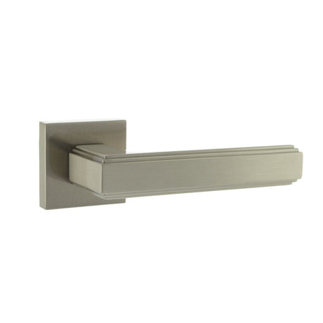 High quality image of Forme Alila Designer Lever on Minimal Square Rose - Satin Nickel | Sku. fms293sn | available to order from Trade Door Handles in Kendal.