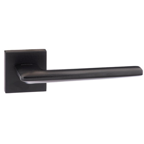 High quality image of Forme Boston Designer Lever on Minimal Square Rose - Matt Black | Sku. fms422mb | available to order from Trade Door Handles in Kendal.