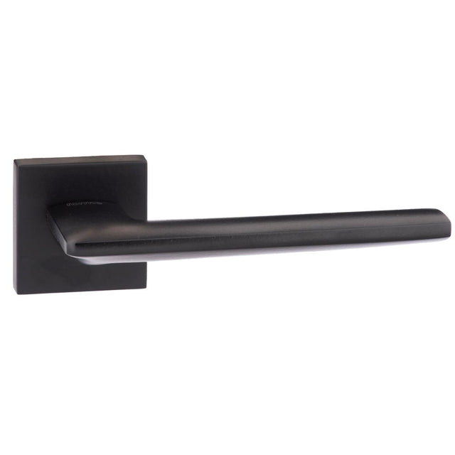 High quality image of Forme Boston Designer Lever on Minimal Square Rose - Matt Black | Sku. fms422mb | available to order from Trade Door Handles in Kendal.