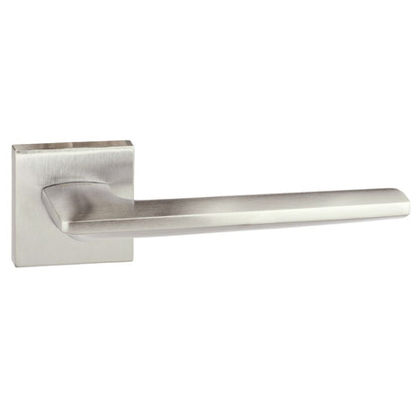 High quality image of Forme Boston Designer Lever on Minimal Square Rose - Satin Chrome | Sku. fms422sc | available to order from Trade Door Handles in Kendal.