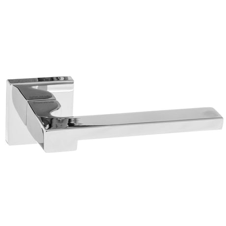 High quality image of Forme Ginevra Designer Lever on Minimal Square Rose - Polished Chrome | Sku. fms430pc | available to order from Trade Door Handles in Kendal.