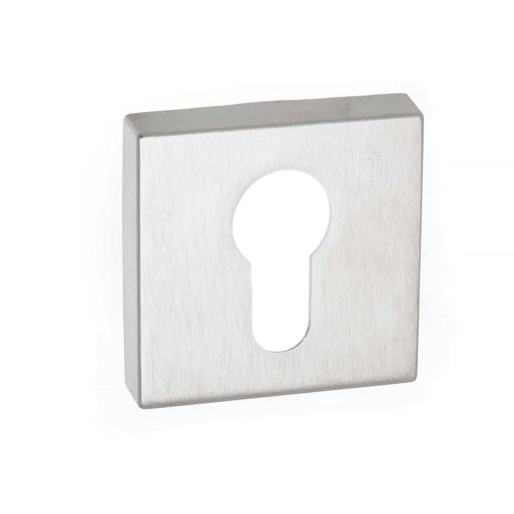 This is an image of Forme Euro Escutcheon on Minimal Square Rose - Satin Chrome available to order from Trade Door Handles.