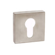 This is an image of Forme Euro Escutcheon on Minimal Square Rose - Satin Nickel available to order from Trade Door Handles.