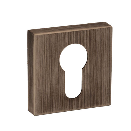 This is an image of Forme Euro Escutcheon on Minimal Square Rose - Urban Bronze available to order from Trade Door Handles.