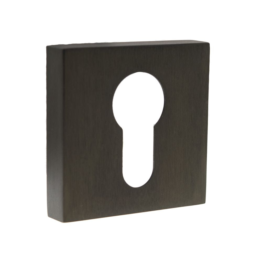 This is an image of Forme Euro Escutcheon on Minimal Square Rose - Urban Dark Bronze available to order from Trade Door Handles.