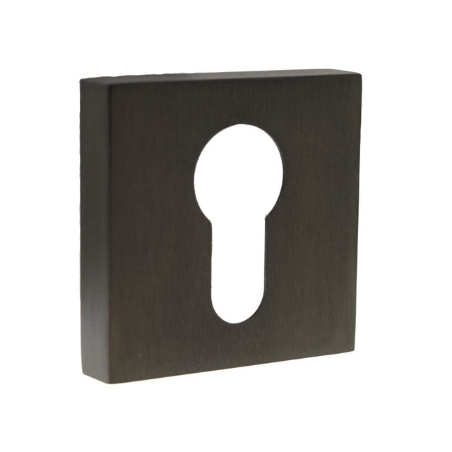 This is an image of Forme Euro Escutcheon on Minimal Square Rose - Urban Dark Bronze available to order from Trade Door Handles.