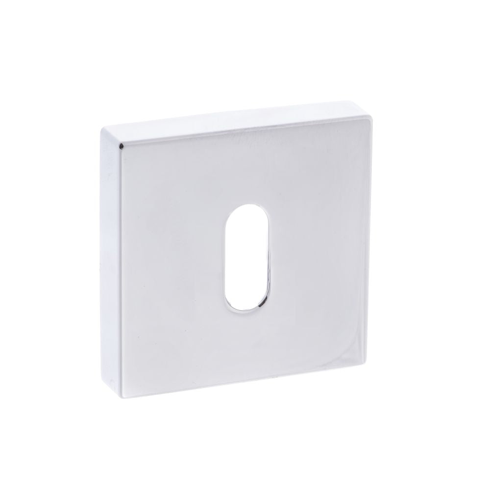 This is an image of Forme Key Escutcheon on Minimal Square Rose - Polished Chrome available to order from Trade Door Handles.