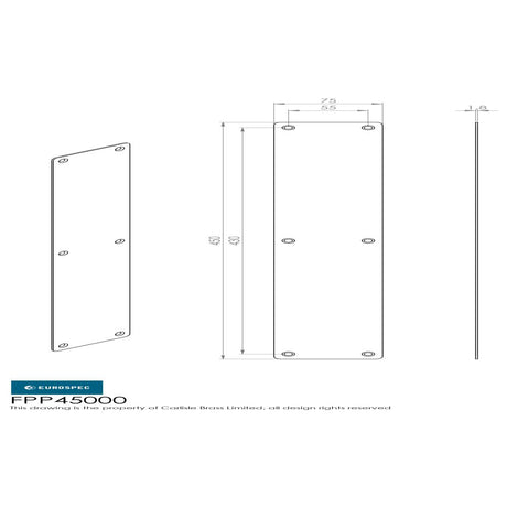 This image is a line drwaing of a Eurospec - Plain Finger Plate 500 x 75mm - SAA available to order from Trade Door Handles in Kendal