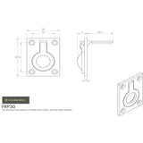 This image is a line drwaing of a Carlisle Brass - Flush Ring Pull - Satin Chrome available to order from Trade Door Handles in Kendal