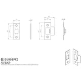 This image is a line drwaing of a Eurospec - Forend Strike & Fixing Pack To Suit Heavy Duty Tubular Latch-Bright S available to order from Trade Door Handles in Kendal